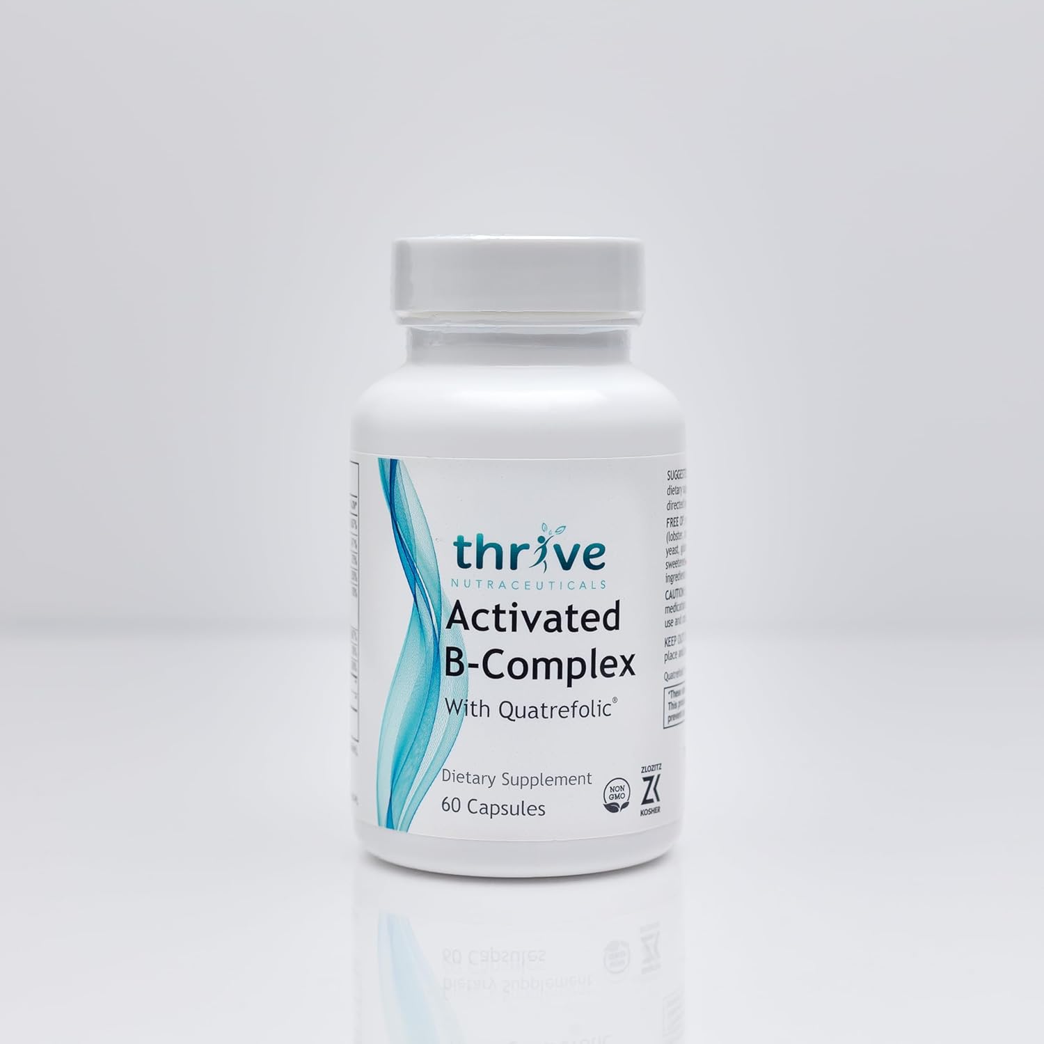 Nutraceuticals Activated B-Complex with Quatrefolic - 60 Non-GMO Capsules - Kosher Dietary Supplement for Energy & Cognitive Function - Gluten & Yeast Free