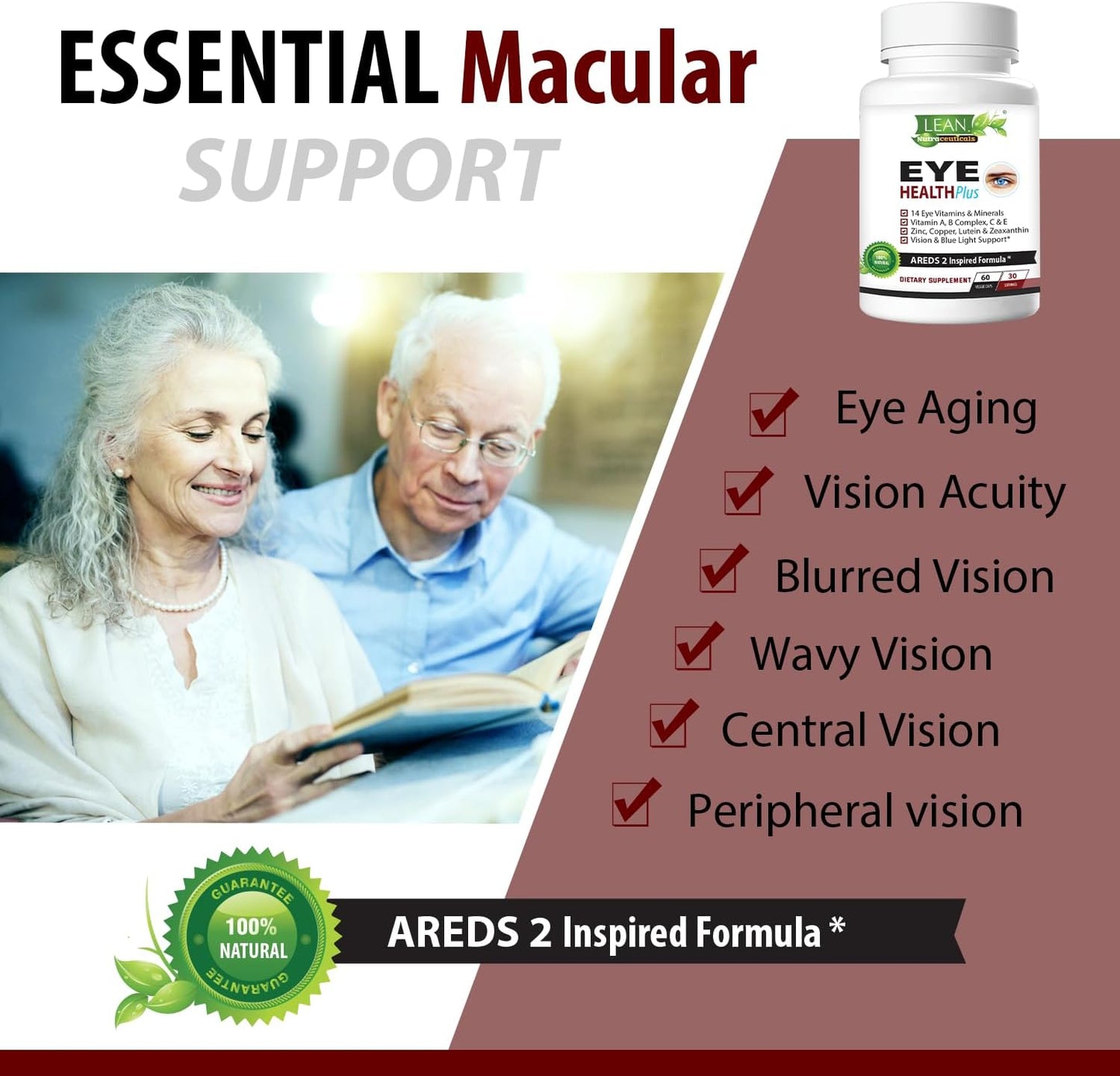 Nutraceuticals Areds 2 Eye Health Supplement with Copper, Vitamins & Minerals for Adults - Sight Care, Dryness, Strain, Night Vision - 60 Capsules