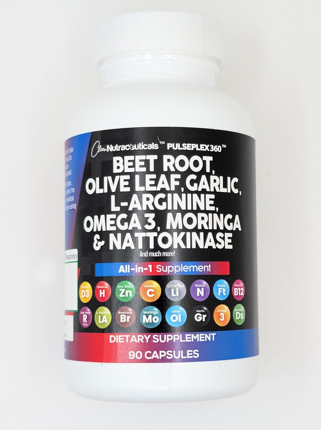 Nutraceuticals Beet Root Capsules with Olive Leaf, Nattokinase, Garlic Extract, L-Arginine, Omega 3, Red Yeast Rice, Hibiscus, Danshen - 90 Ct Healthy Support Supplement