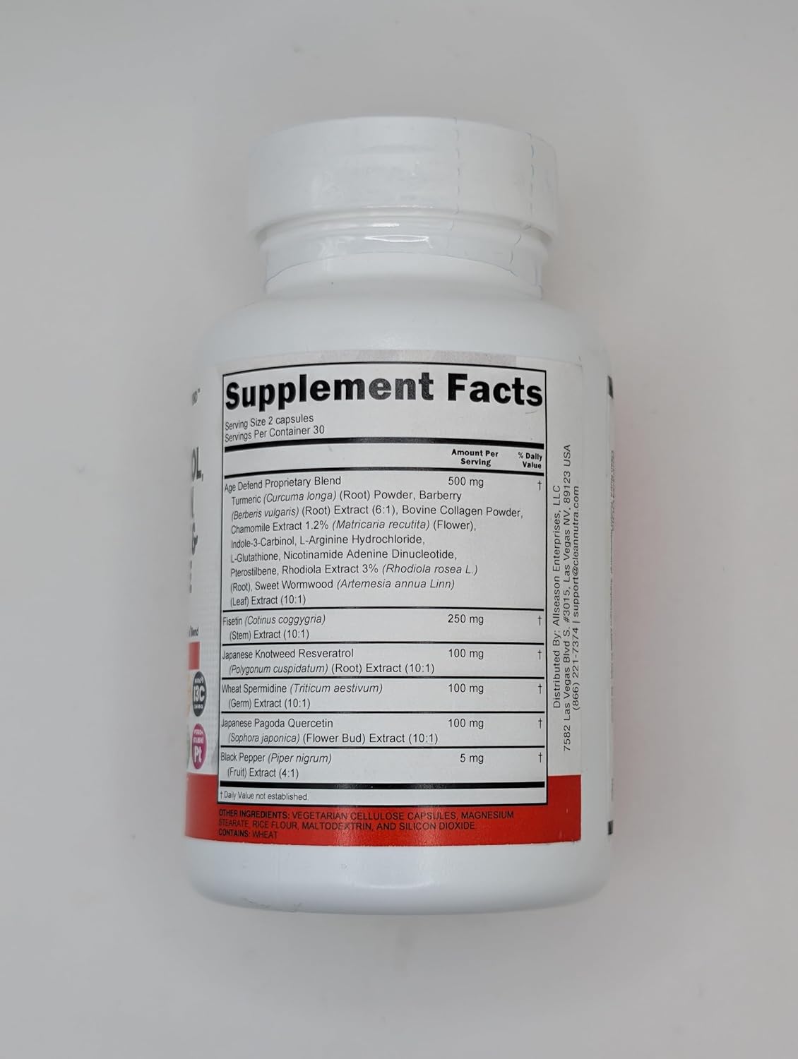 Nutraceuticals Blend for Longevity: Fisetin, Quercetin, Resveratrol, Spermidine, Wheat Germ Extract - Health Supplement with Berberine, Collagen, Rhodiola, Apigenin