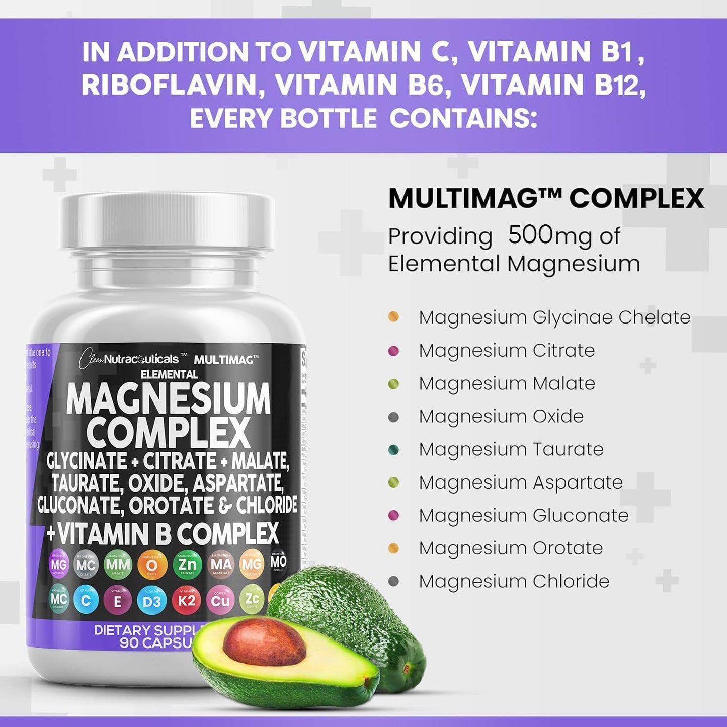 Nutraceuticals Magnesium Complex with Multiple Forms of Magnesium, Zinc, Copper, Manganese, and Vitamin C - 1 Pack