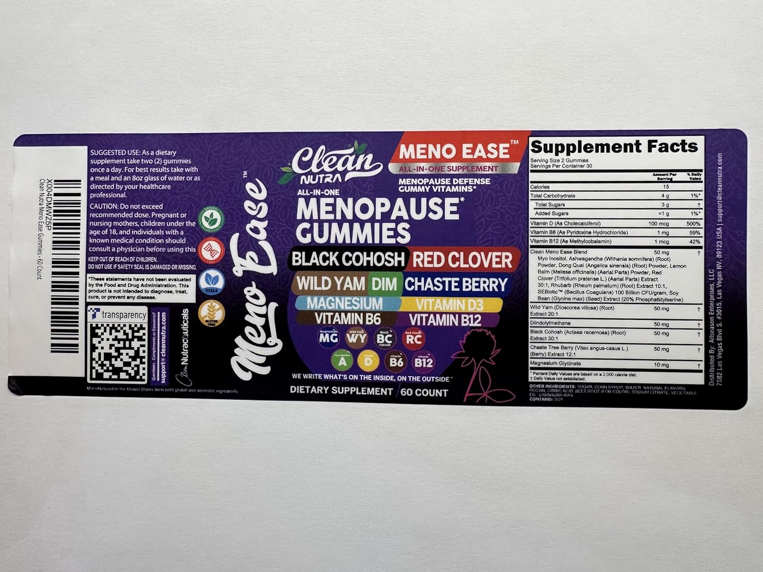 Nutraceuticals Menopause Gummies - Black Cohosh, Wild Yam, Red Clover for Hormone Balance & Relief - Bergamot, Vitamin D3, B12, B6 - Clean Formula