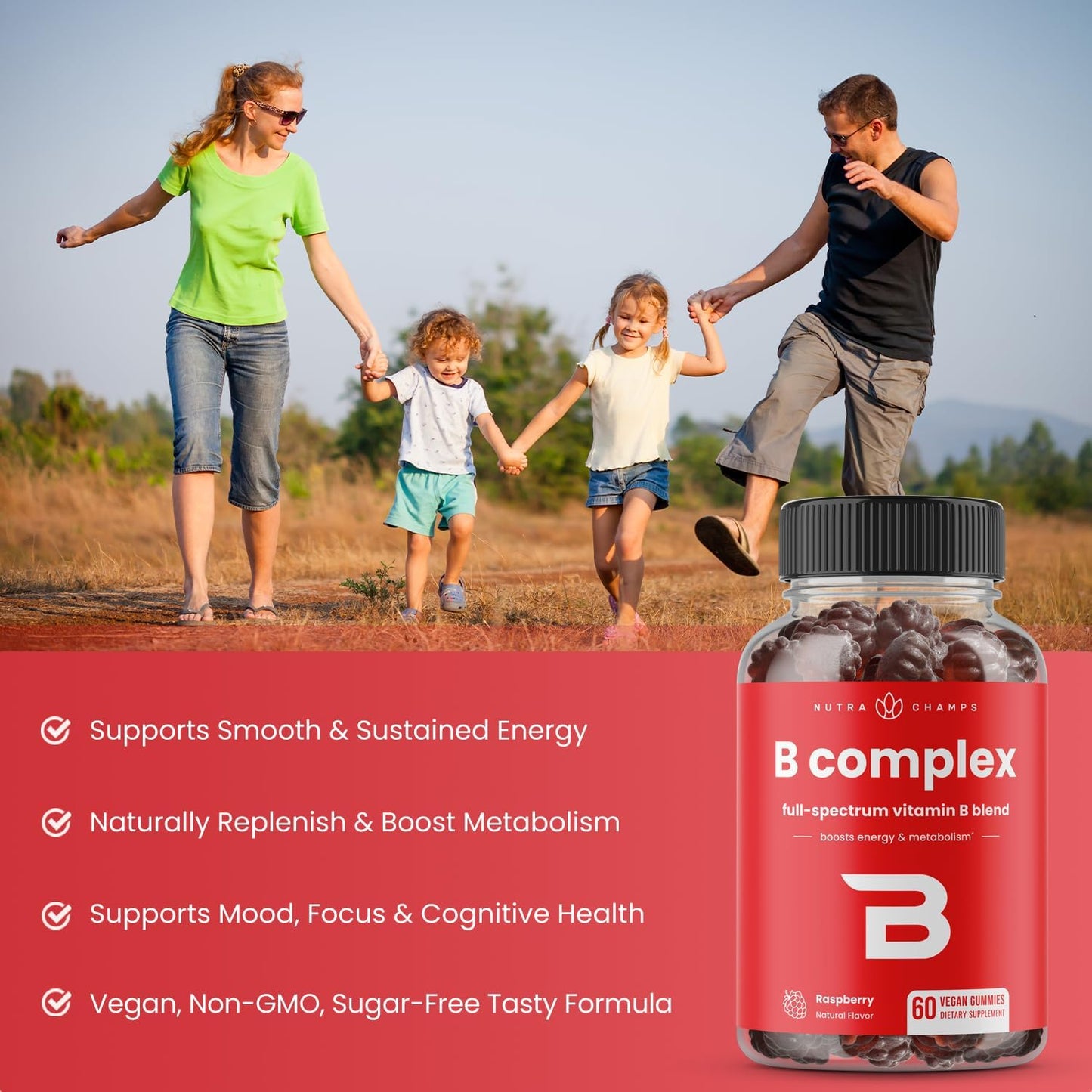 NutraChamps Biotin and B Complex Gummy Vitamins for Hair, Skin, and Nails Support