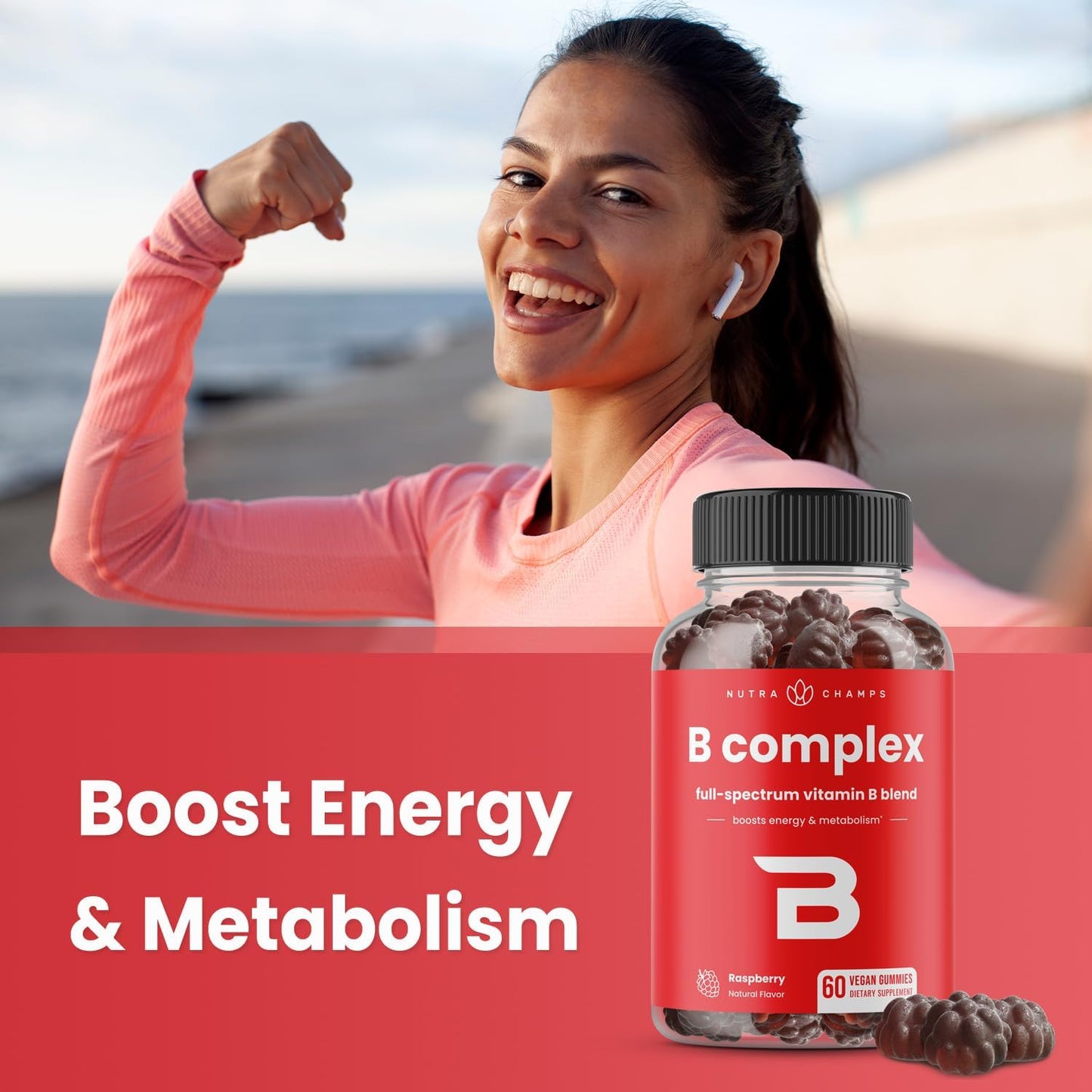 NutraChamps Biotin and B Complex Gummy Vitamins for Hair, Skin, and Nails Support