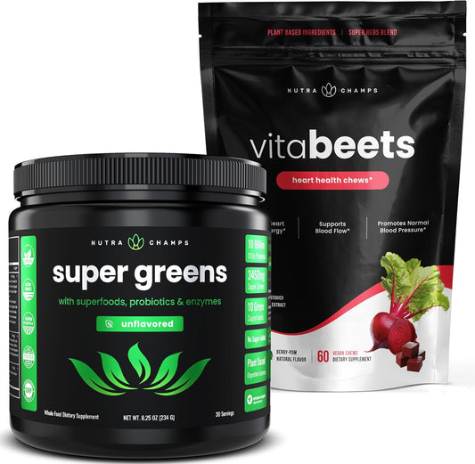 NutraChamps Super Greens and Beet Chews Combo Pack for Overall Health and Wellness