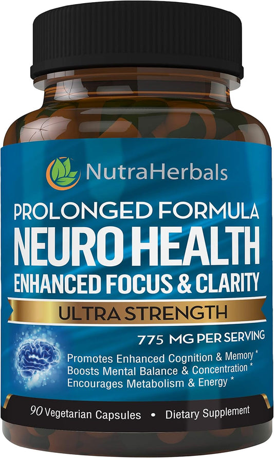 NUTRAHERBALS Brain Booster Supplement - 90 Day Supply for Mental Clarity, Memory & Focus - Formulated with DMAE, Bacopa Monnieri, Rhodiola Rosea