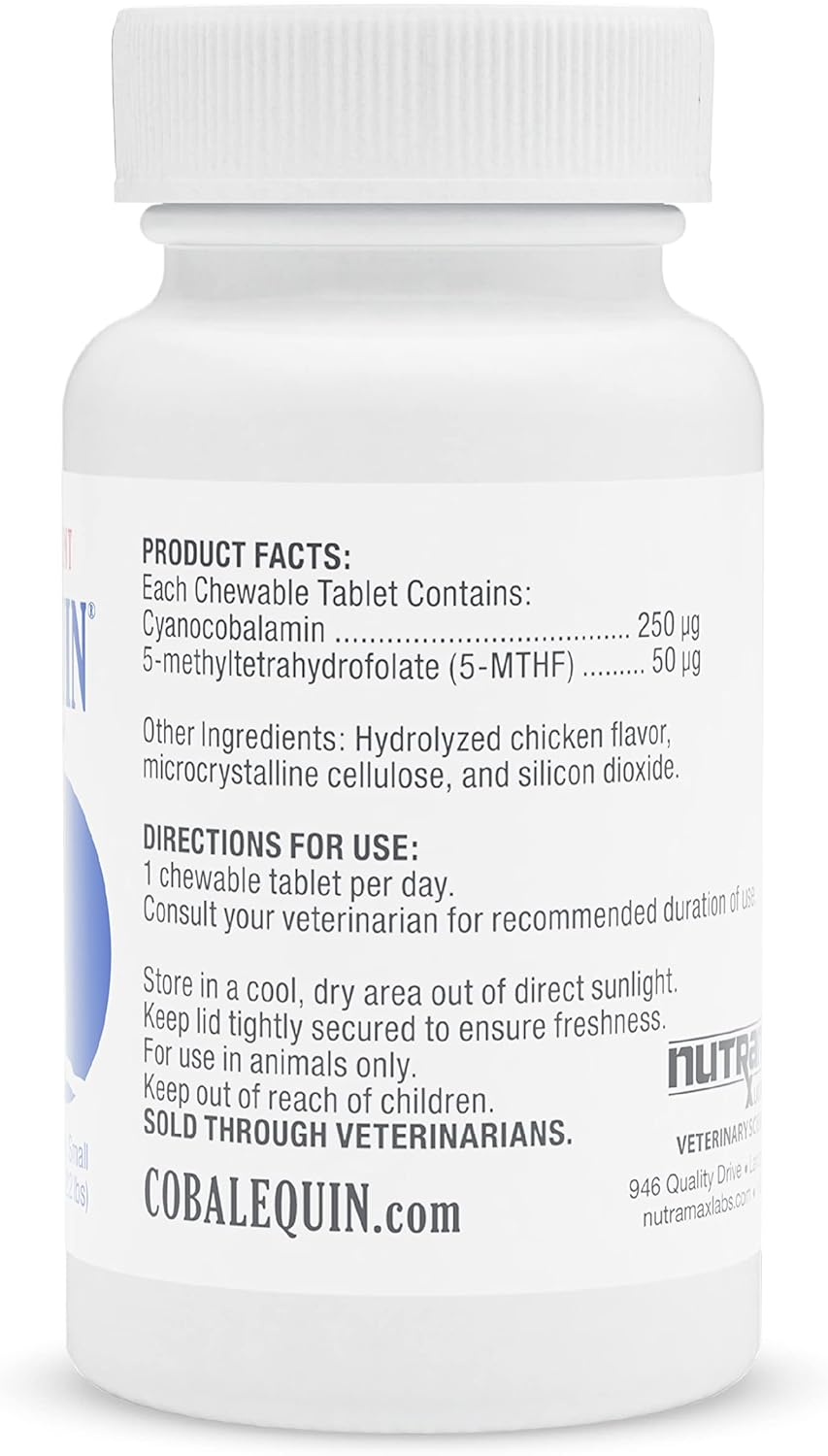 Nutramax Cobalequin B12 Supplement for Cats and Small Dogs - 45 Count Pack