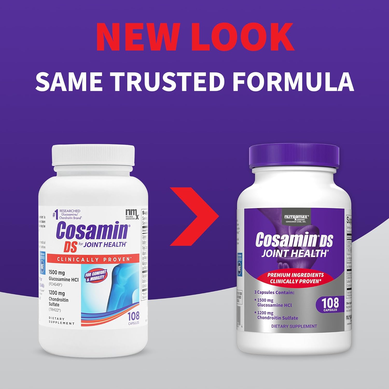 Nutramax Cosamin DS Joint Health Supplement, 108 Capsules for Comfort and Mobility