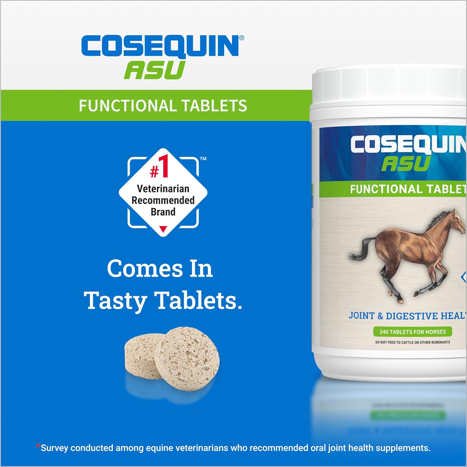 Nutramax Cosequin ASU Joint & Digestive Health Functional Tablets for Horses - 240 Tablets