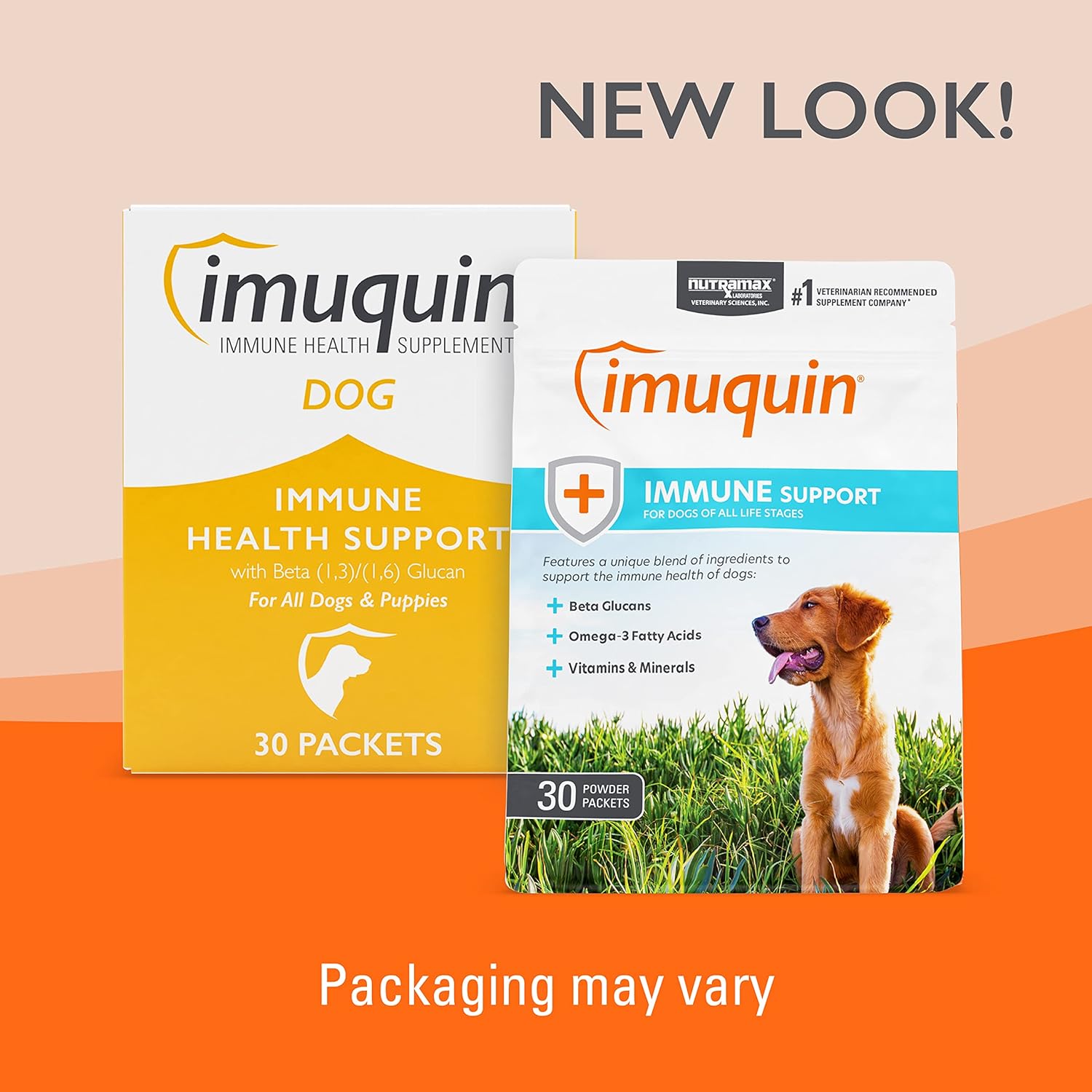 Nutramax Imuquin Immune Support Supplement Powder for Dogs - 30 Packets, Enhanced Formula with Beta Glucans, Marine Lipids, Vitamins, and Minerals