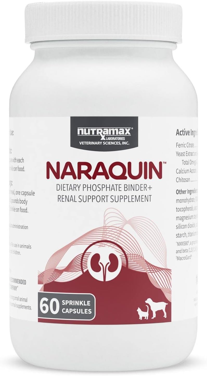 Nutramax Laboratories NARAQUIN™ Phosphate Binder & Renal Support Supplement for Pets, 60 Count