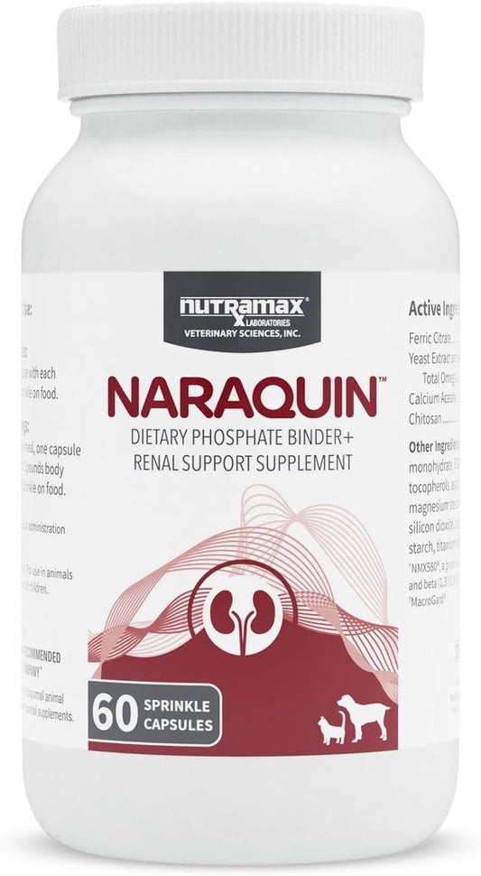 Nutramax Laboratories NARAQUIN™ Phosphate Binder & Renal Support Supplement for Pets, 60 Count