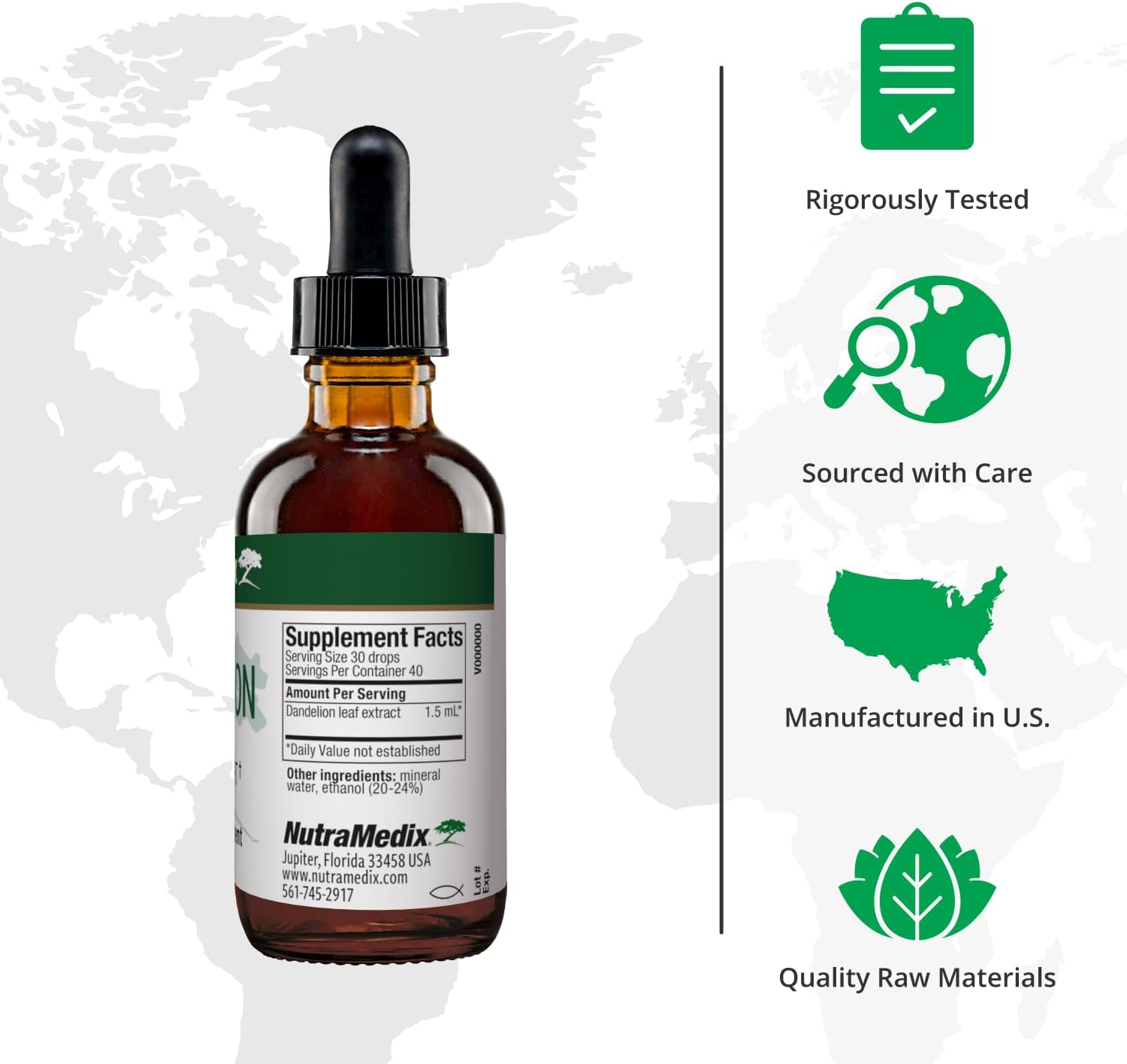 NutraMedix Dandelion Leaf Tincture - Liver, Gut, and Antioxidant Support - Daily Liver Health Supplement (60ml)