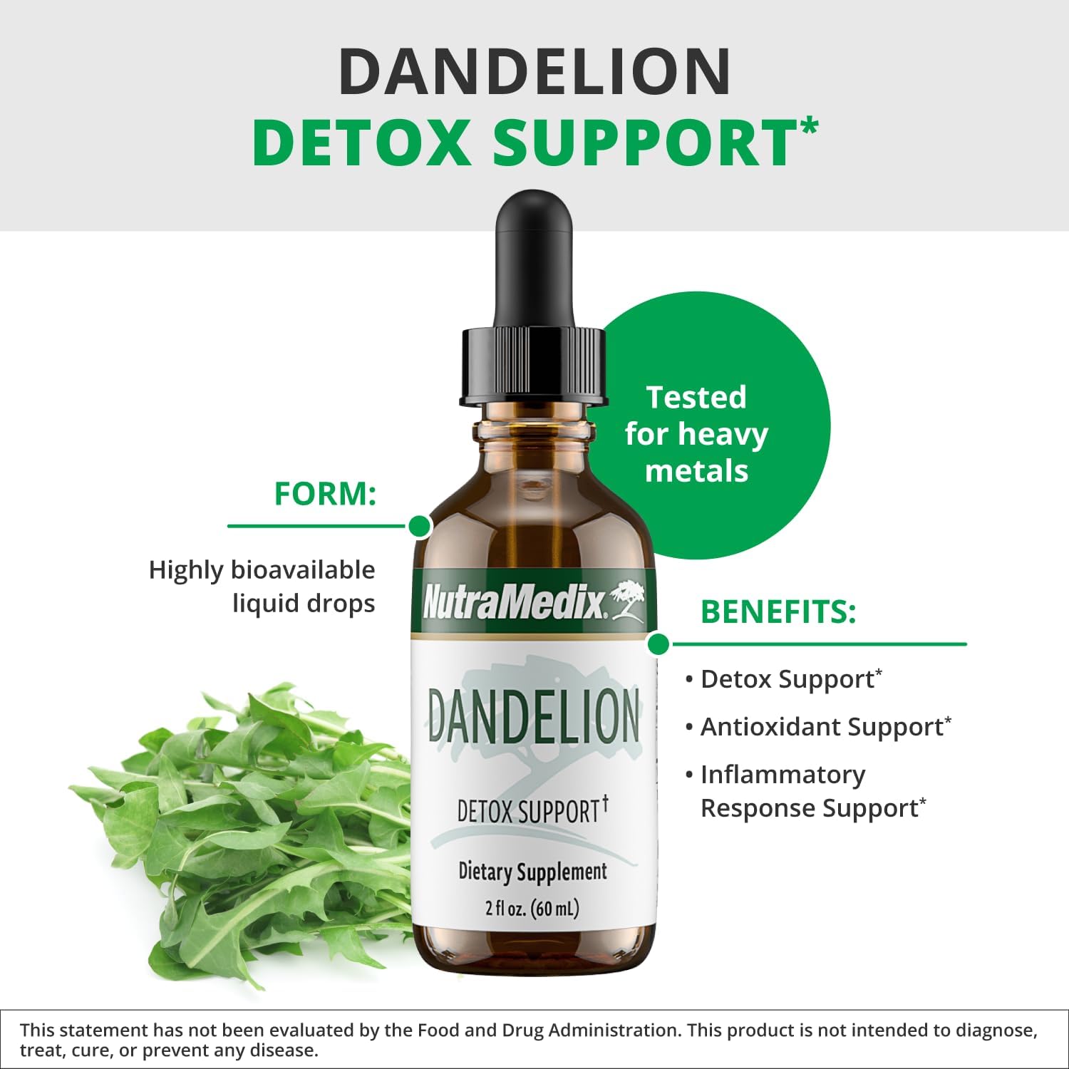 NutraMedix Dandelion Leaf Tincture - Liver, Gut, and Antioxidant Support - Daily Liver Health Supplement (60ml)