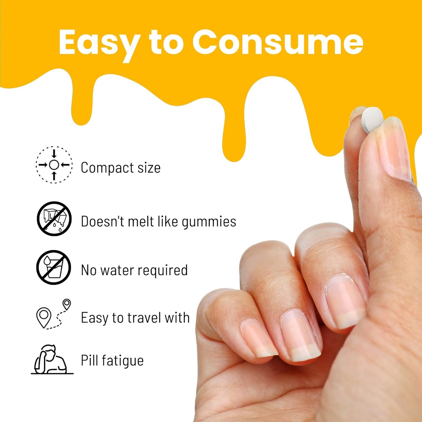 NutraMeltz Vitamin C and Zinc Tablets - Immunity Support & Hair Growth - Lemon & Orange Flavor - 60 Quick Dissolving Tablets