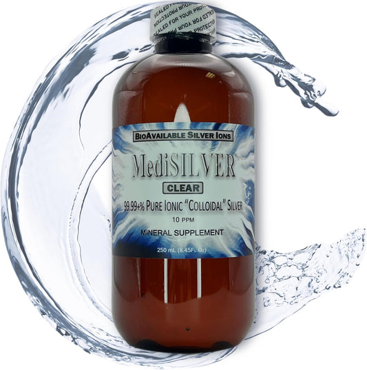 Nutraneering MediSILVER Clear True Free Ionic Colloidal Silver Supplement - 250 mL Bottle