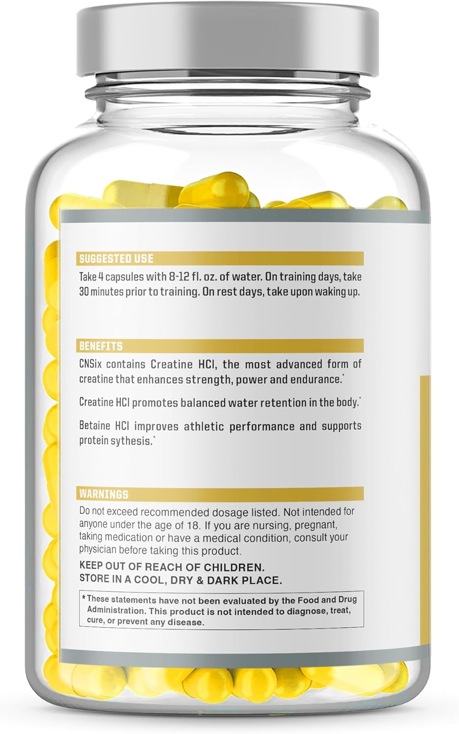 NutraOne CNSix Creatine HCL Capsules for Lean Muscle Building - 600mg (200 Capsules)