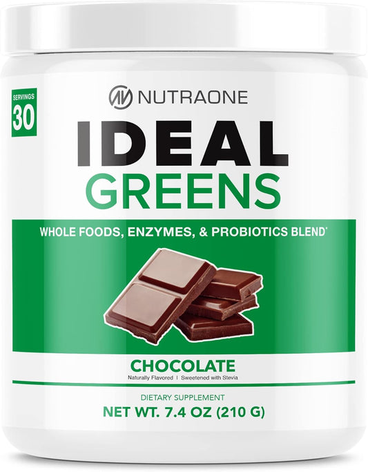 NutraOne Ideal Greens Chocolate Superfood Powder - Antioxidant-Rich Nutrient Supplement (30 Servings)