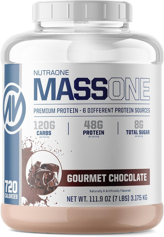 NutraOne Mass Gainer Protein Powder - Gourmet Chocolate Flavor, 7 lbs - Gain Weight & Meal Replacement
