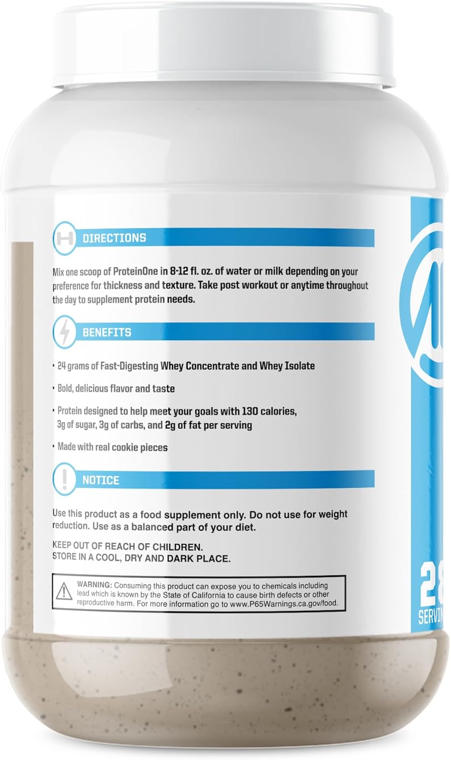 NutraOne ProteinOne Whey Protein Shake Powder for Muscle Recovery & Growth (Mint Chip Ice Cream, 2 LB)