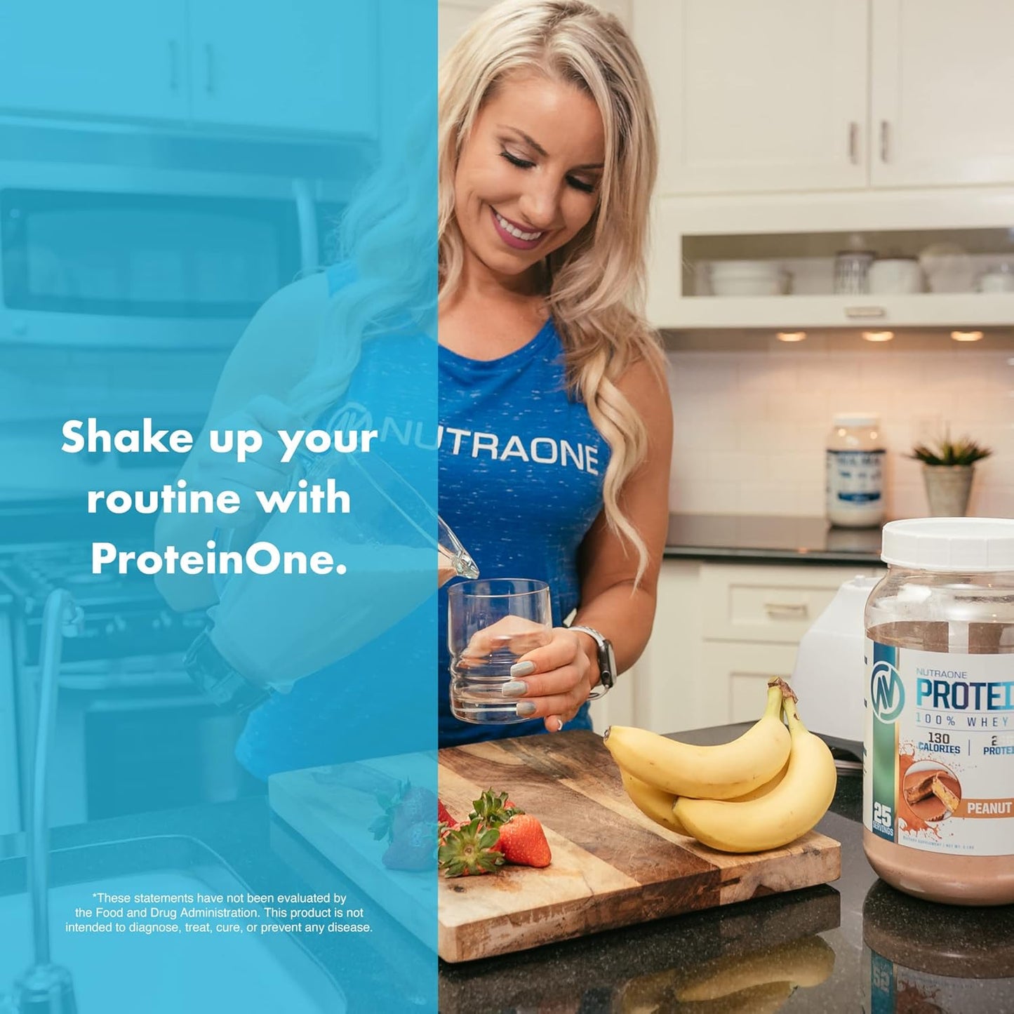 NutraOne ProteinOne Whey Protein Shake Powder for Muscle Recovery & Growth (Mint Chip Ice Cream, 2 LB)