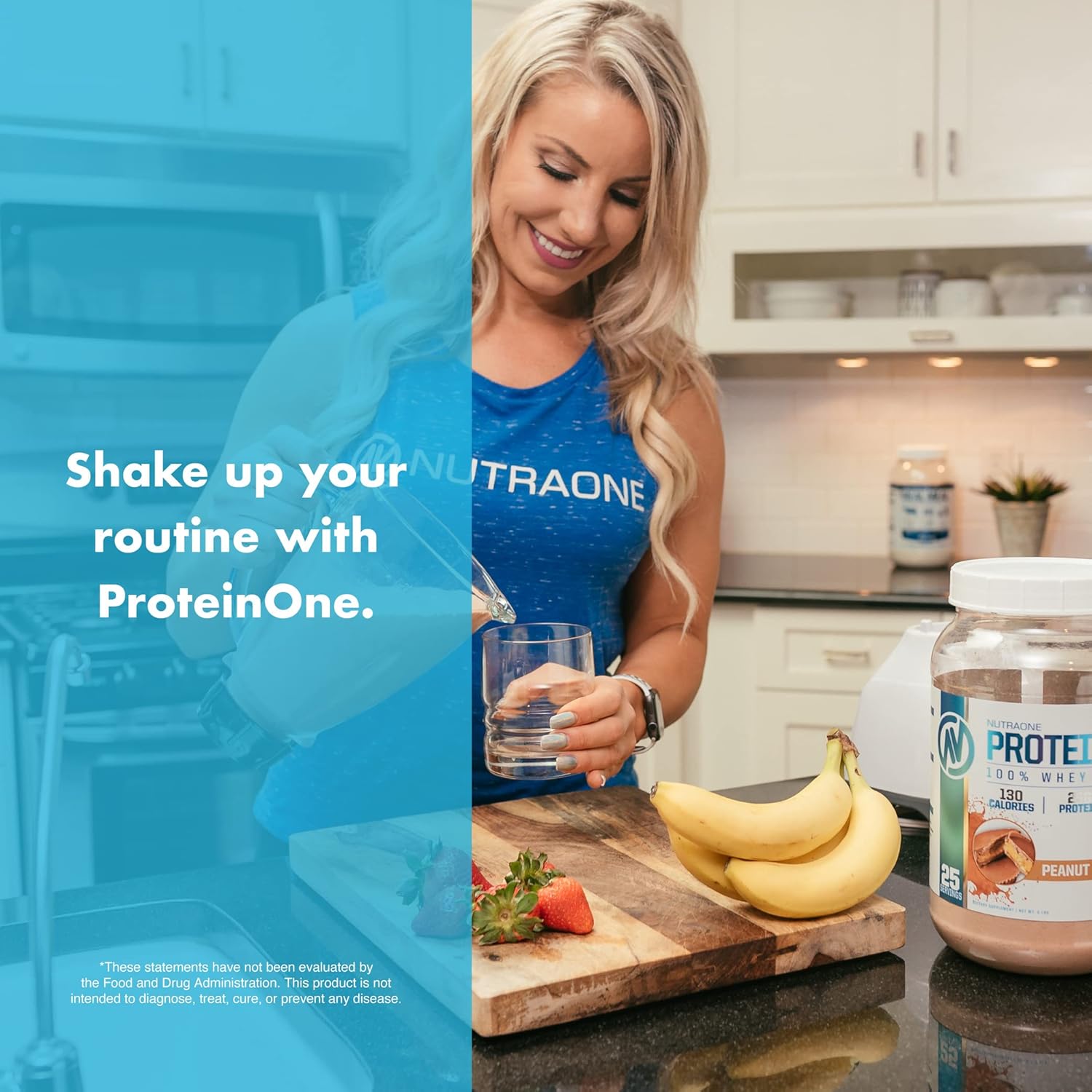 NutraOne ProteinOne Whey Protein Shake Powder for Muscle Recovery & Growth (Mint Chip Ice Cream, 2 LB)