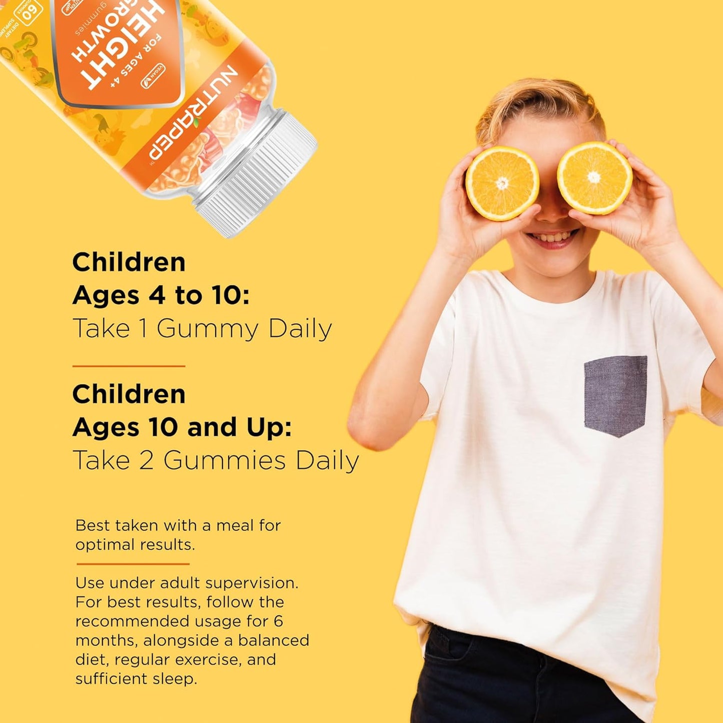 NutraPep Kids Height Growth Gummies - Natural Height Increaser with Calcium, Vitamin D3, Zinc, and Amino Acids for Boys and Girls