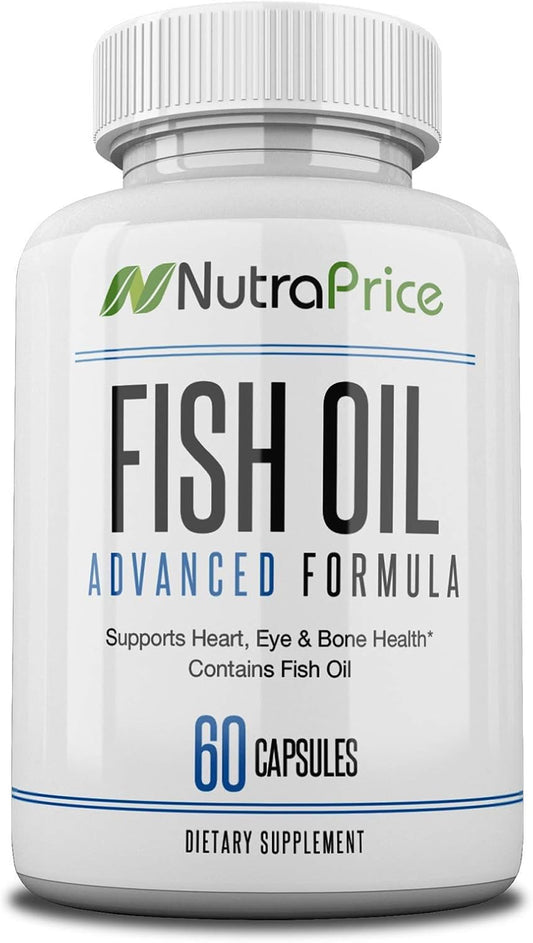 NutraPrice Omega-3 Fish Oil 2000mg Supplement for Heart, Eye, Bone, Joint Health - 60 Soft Gel Capsules, USA Made