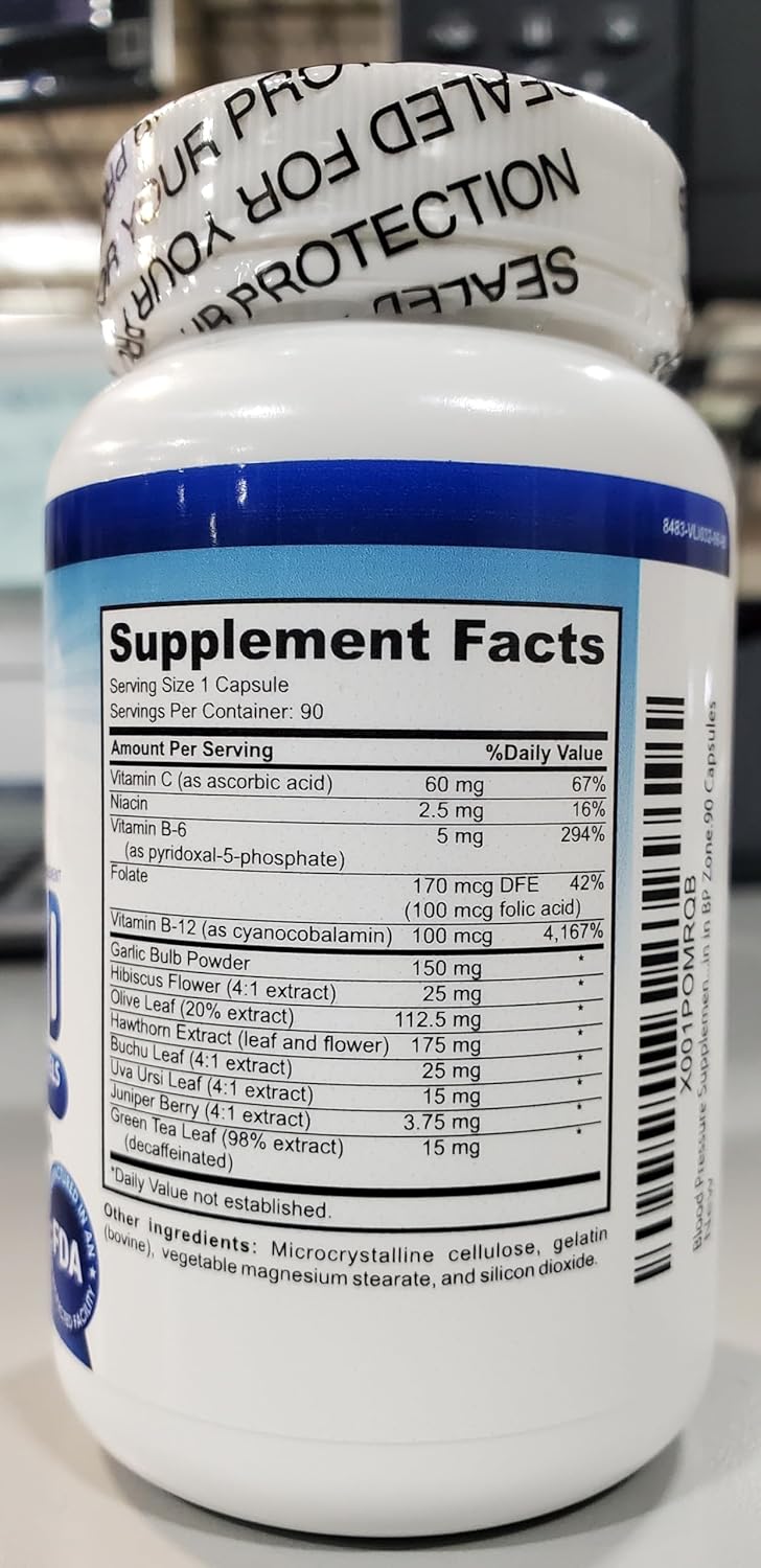 NutraPro Blood Pressure Support Capsules with Hawthorn - Natural Anti-Hypertension Formula for Healthy Heart and Cholesterol - 90 Pills.
