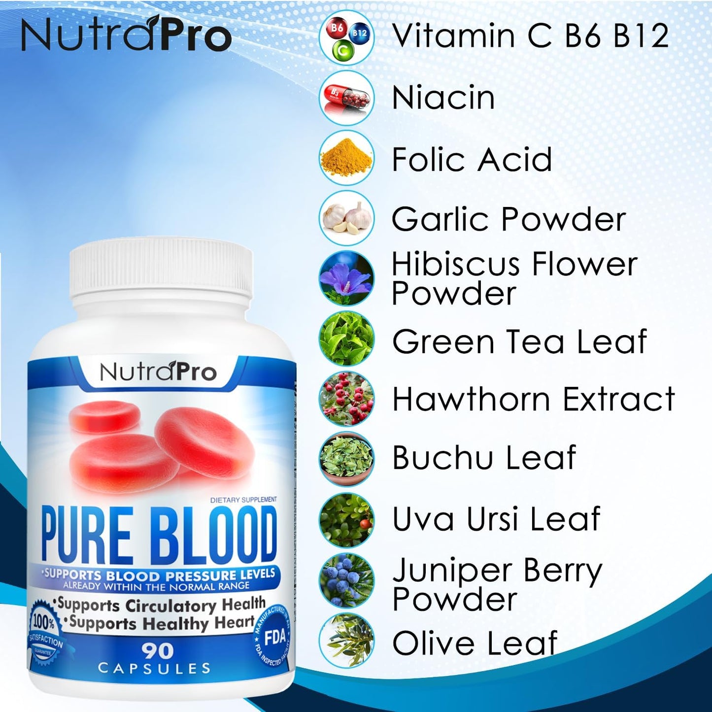 NutraPro Blood Pressure Support Capsules with Hawthorn - Natural Anti-Hypertension Formula for Healthy Heart and Cholesterol - 90 Pills.