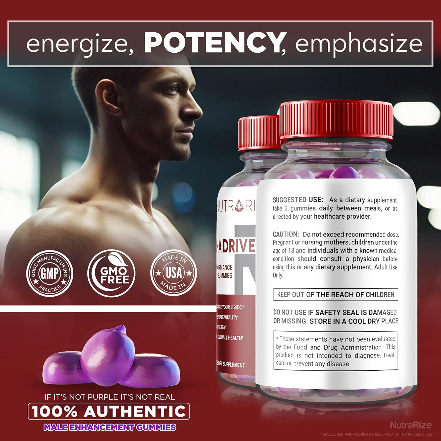 NutraRize Alpha Drive RX Gummies: Men's Daily Supplement for Peak Performance & Well-Being - Official Reviews (60 Gummies)