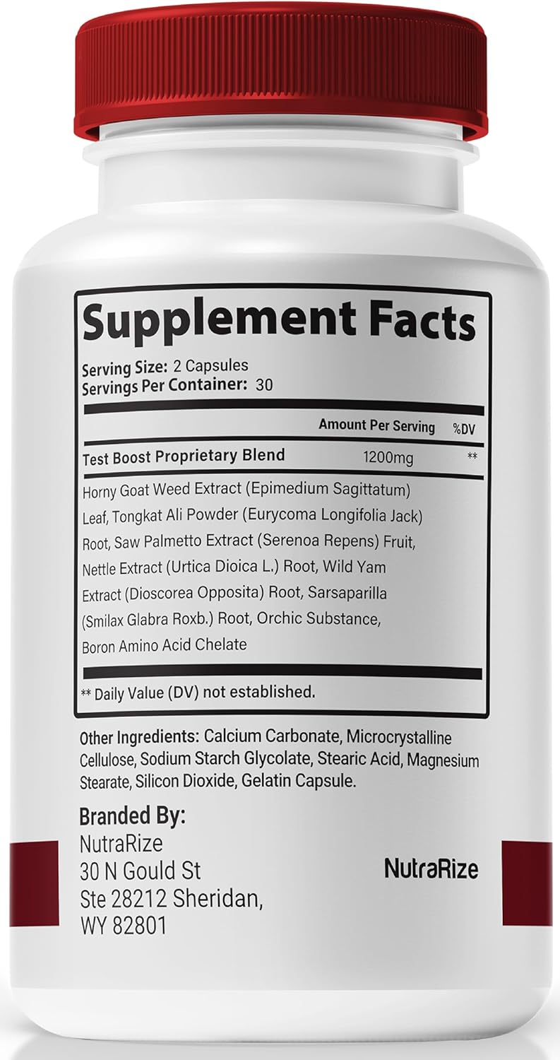 NutraRize Boost Up Capsules for Men - Pack of 2, All Natural Daily Nutrition for Male Health and Wellness (120 Capsules)