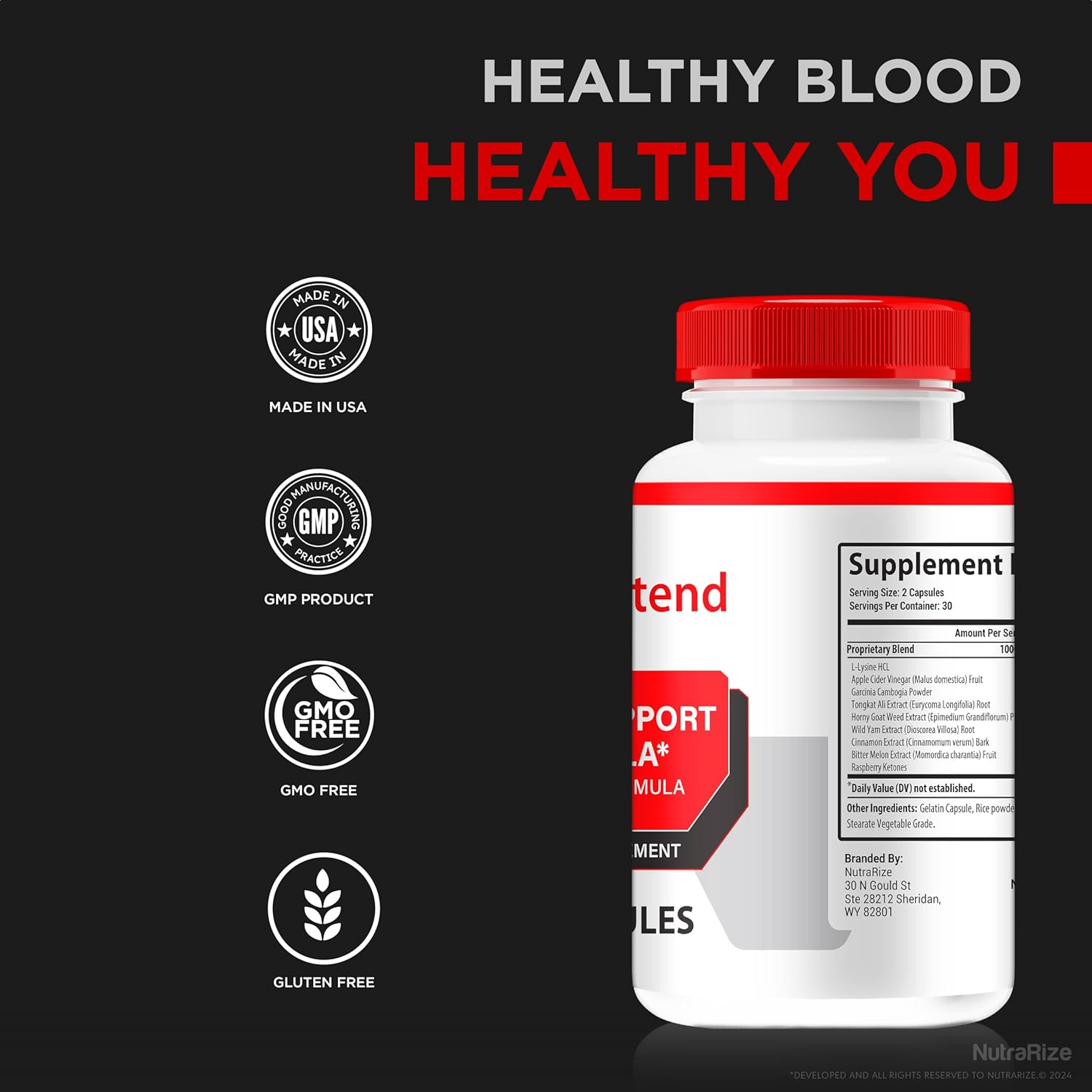 NutraRize Gluco Extend Capsules - 2 Pack, Premium Blood Vessel Cleaner for Lasting Energy and Circulation Support - 120 Capsules