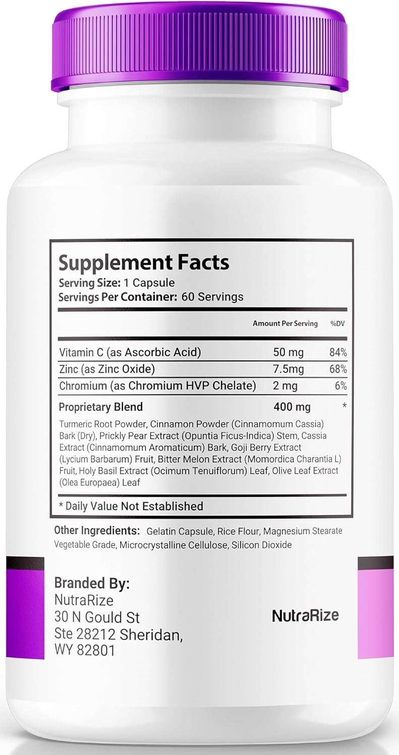 NutraRize GlycoBoost - Natural Blood Support Formula for Healthy Levels - 60 Capsules