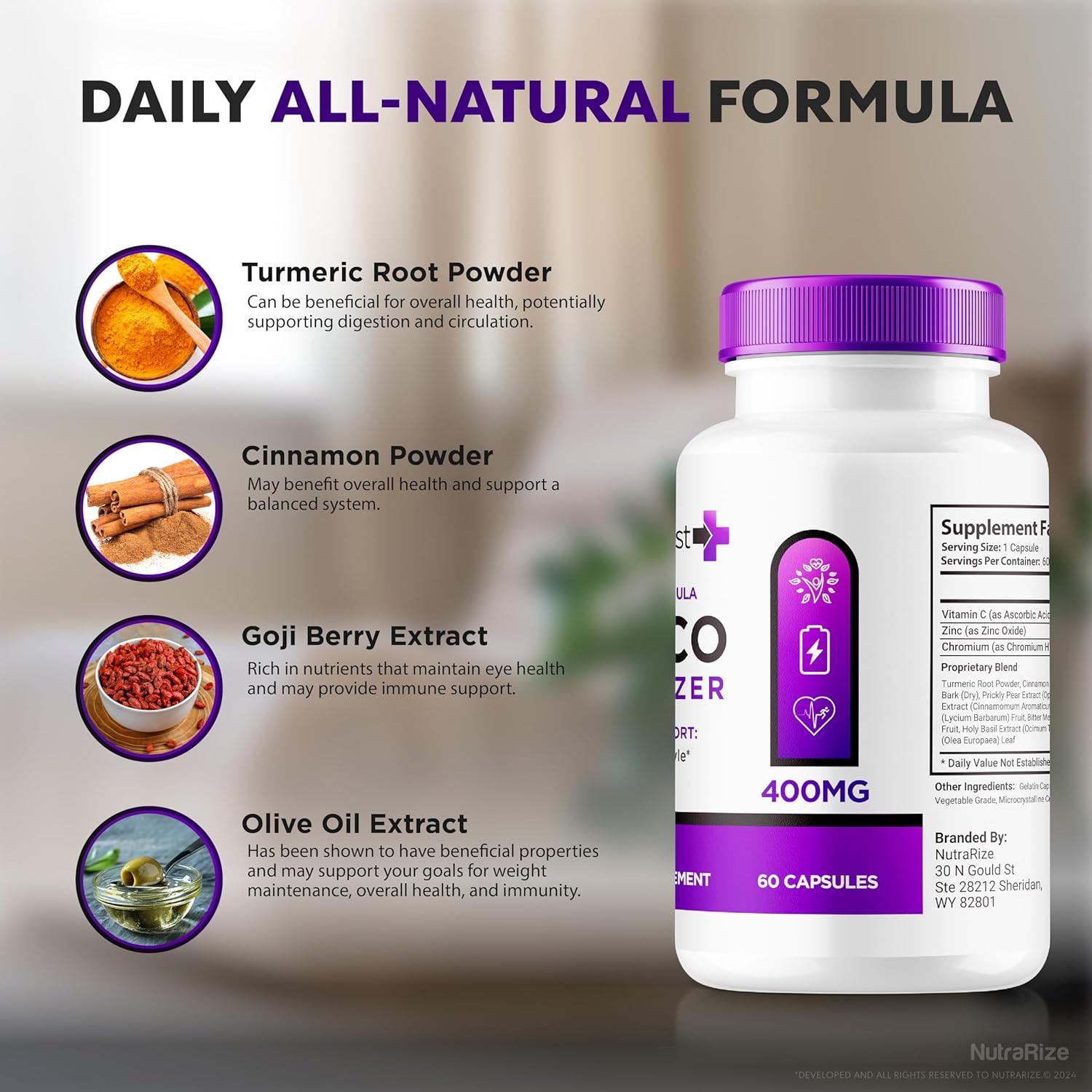 NutraRize GlycoBoost - Natural Blood Support Formula for Healthy Levels - 60 Capsules