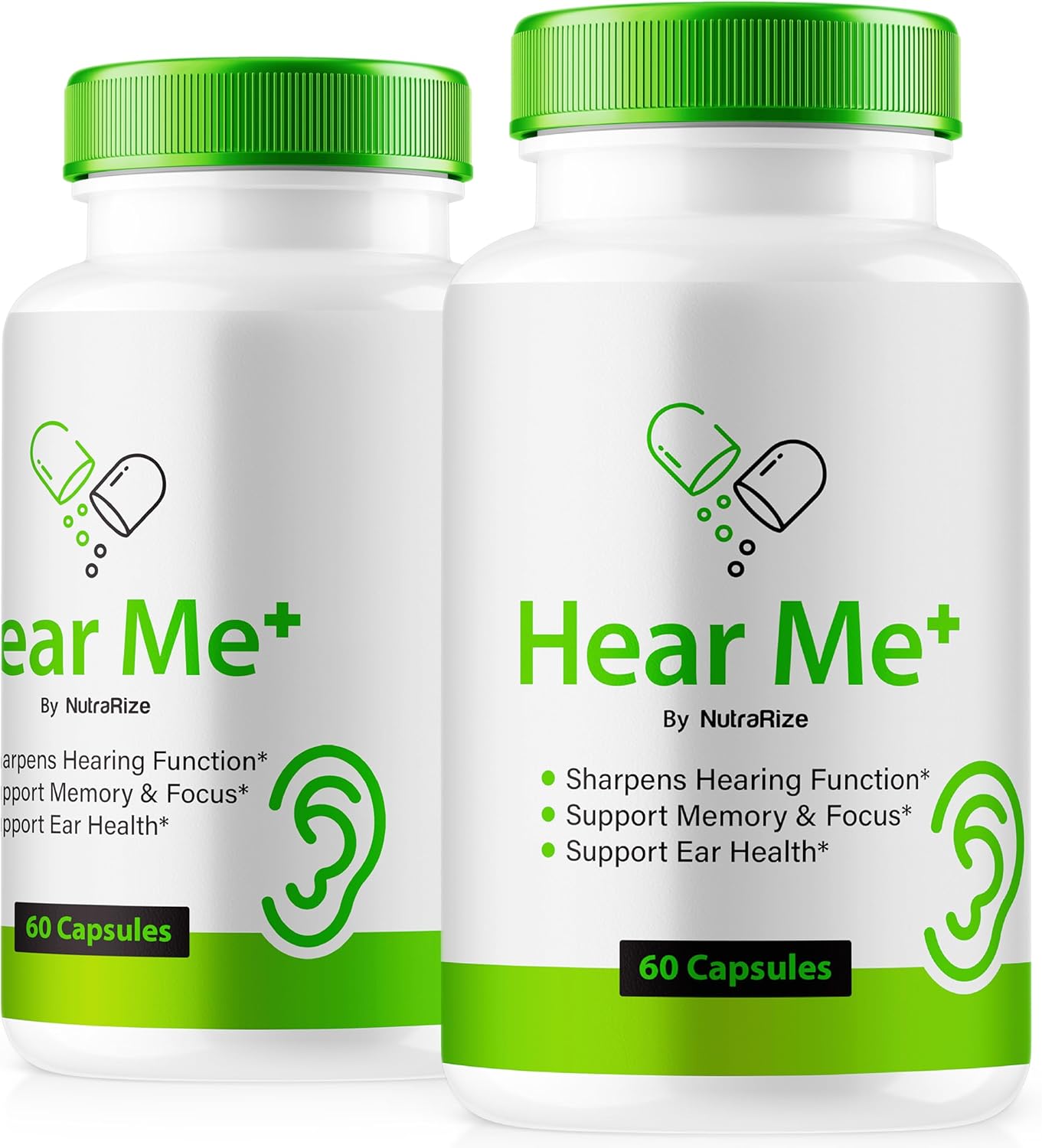 NutraRize Hear Me+ Capsules (2 Pack) for Healthy Hearing - Natural Ear Support Formula - Premium Ear Health Supplement with 120 Capsules