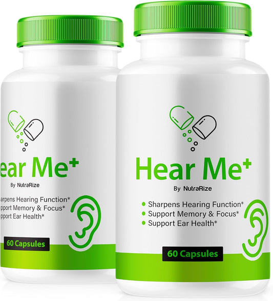 NutraRize Hear Me+ Capsules (2 Pack) for Healthy Hearing - Natural Ear Support Formula - Premium Ear Health Supplement with 120 Capsules