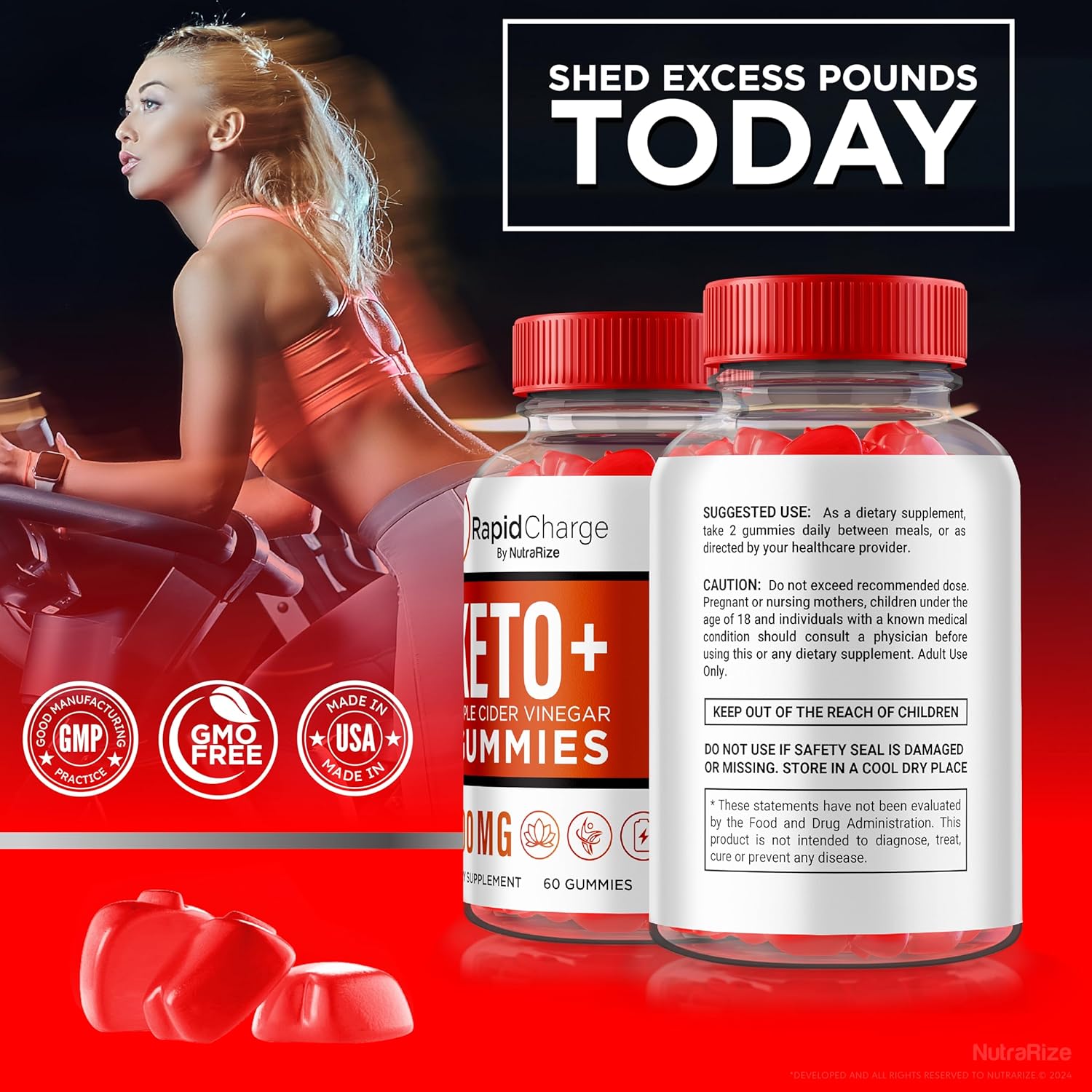 NutraRize Keto + ACV Gummies Pack - Natural Apple Cider Vinegar Formula for Overall Health - 120 Gummies to Support Keto Diet