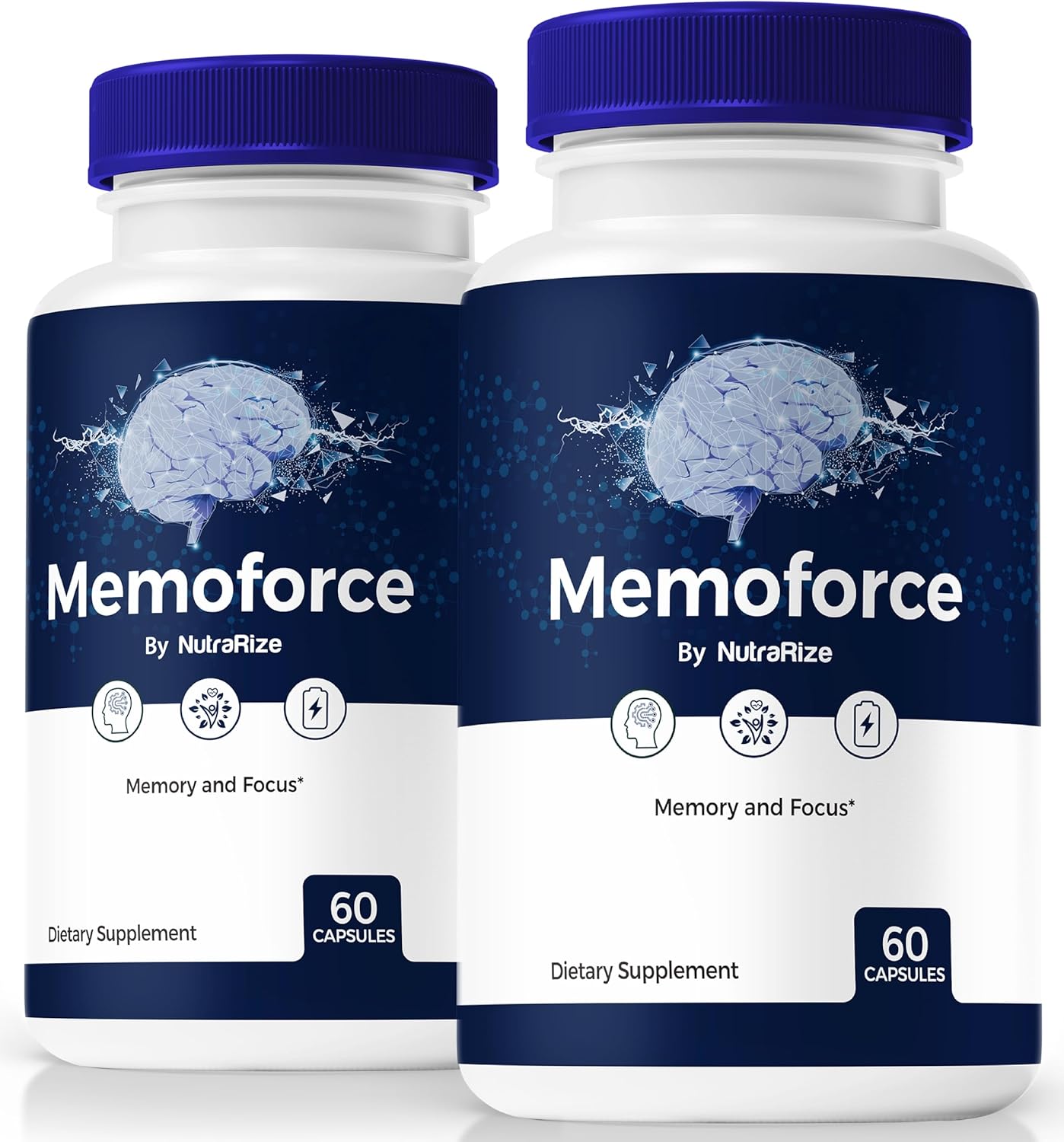 NutraRize MemoForce Pills 2 Pack - Enhance Memory, Focus & Concentration - Cognitive Health Support - Official Reviews - 120 Capsules