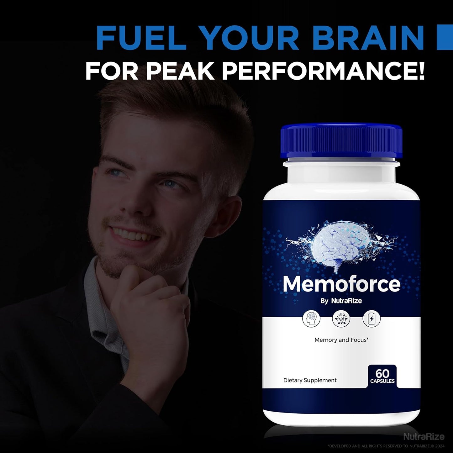 NutraRize MemoForce Pills 2 Pack - Enhance Memory, Focus & Concentration - Cognitive Health Support - Official Reviews - 120 Capsules