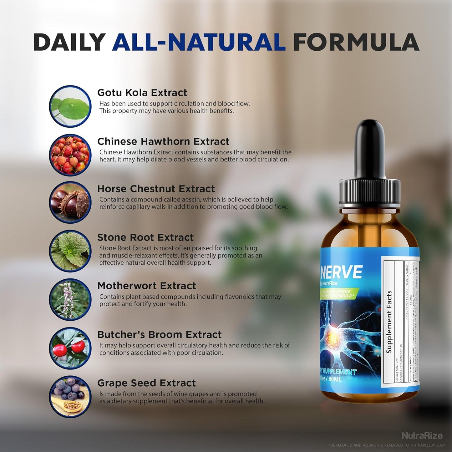 NutraRize Nu Nerve Drops - Natural Supplement for Healthy Nerve Growth, Official Reviews - 30 Servings