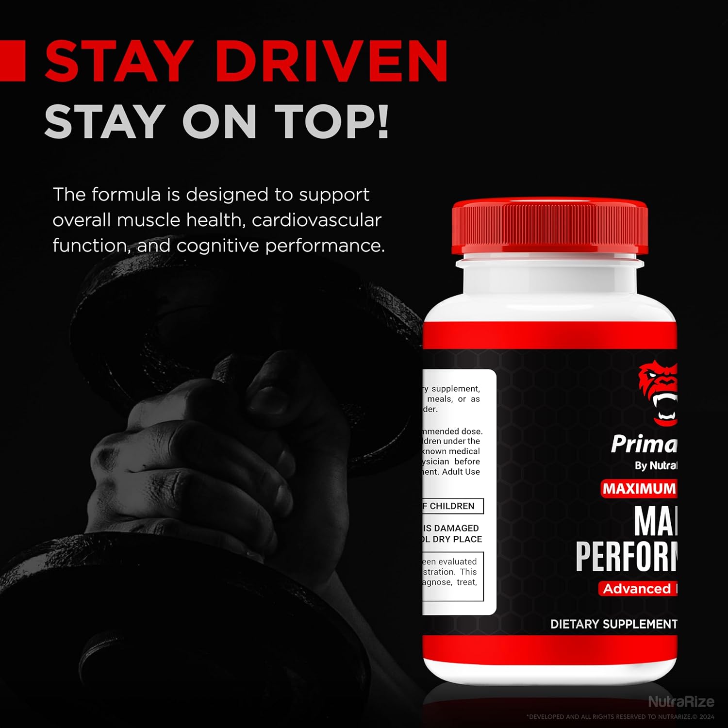 NutraRize PrimalLift Pills for Men - All Natural Male Performance Support (60 Capsules)