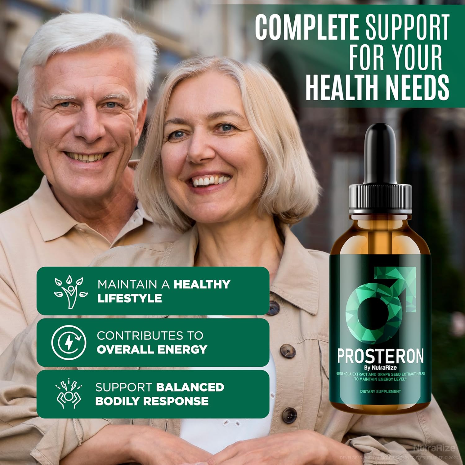 NutraRize Prosteron Drops: Premium All-Natural Prostate Health Supplement for Healthy Circulation - 30 Servings