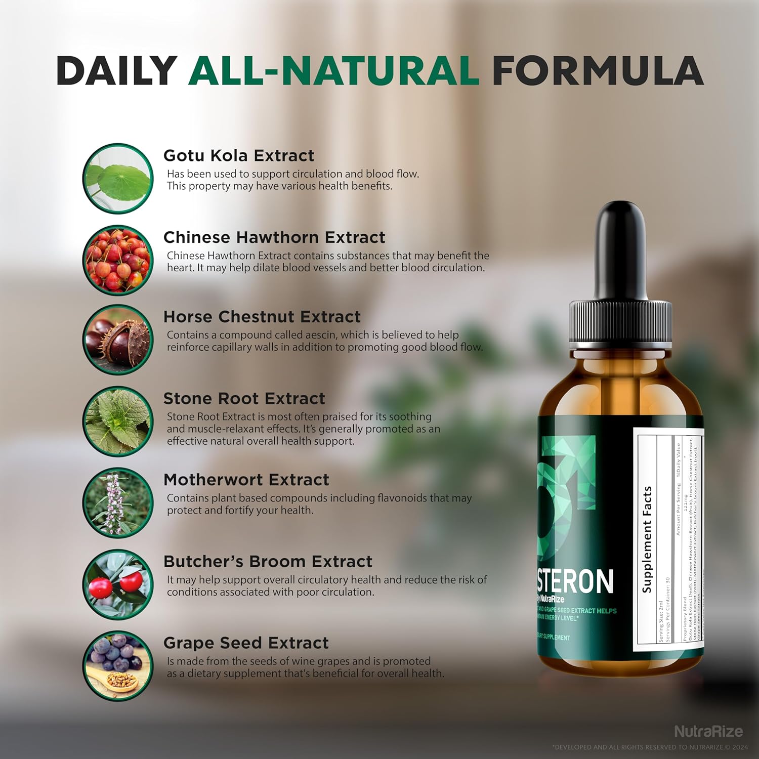 NutraRize Prosteron Drops: Premium All-Natural Prostate Health Supplement for Healthy Circulation - 30 Servings