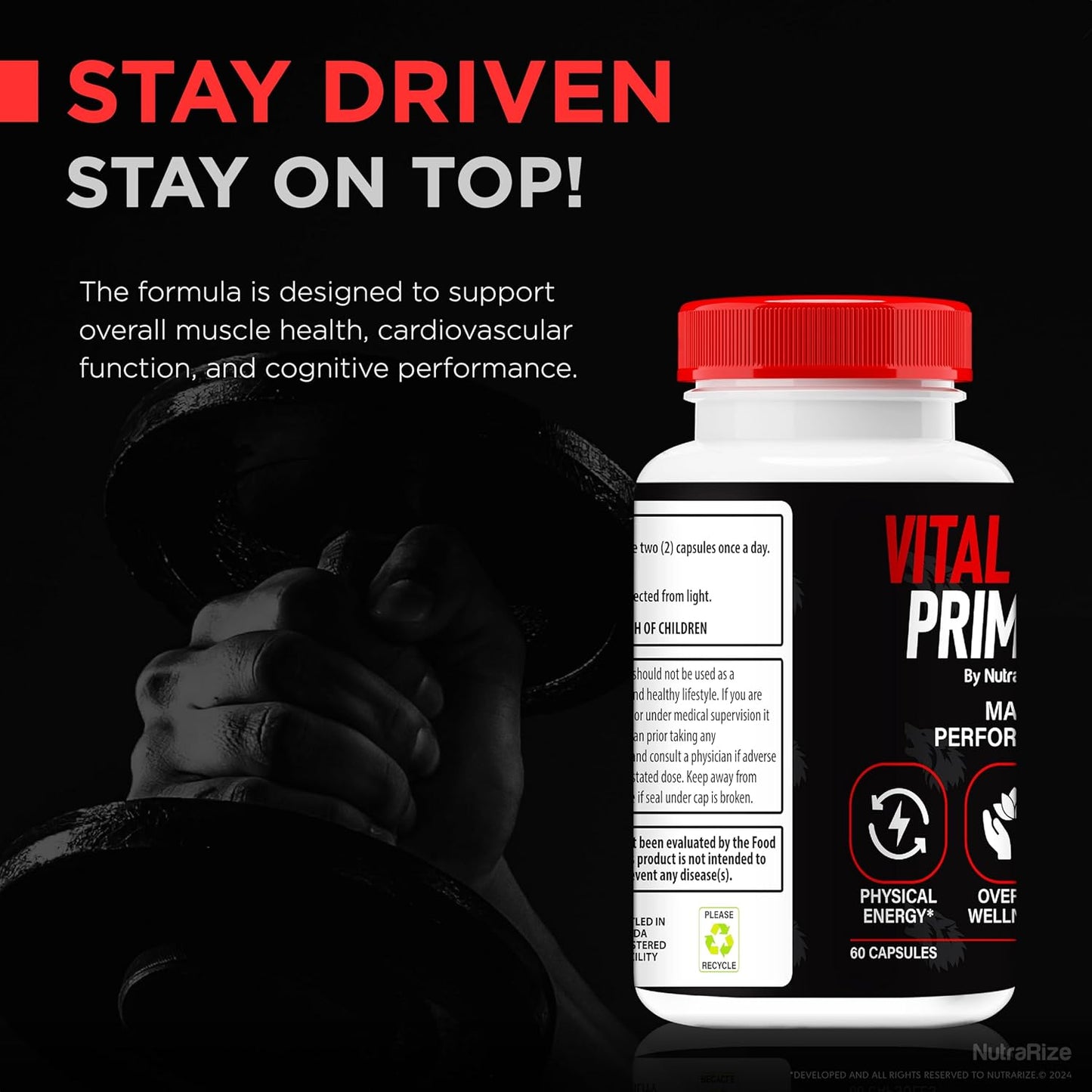 NutraRize Vital Prime for Men - Natural Ingredients for Male Performance and Stamina - VitalPrime Complex Review - 60 Capsules