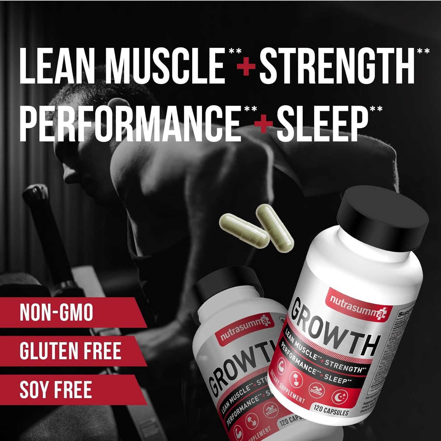 Nutrasumma Growth Supplement: 120 Capsules for Lean Muscle, Strength, Energy & Recovery with Natural Vitamins & Minerals