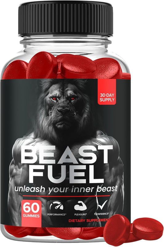 Nutravia BeastFuel Test Boost Anabolic Gummies for Muscle Growth and Performance - 5 in 1 Male Enhancing Formula (60 Gummies)