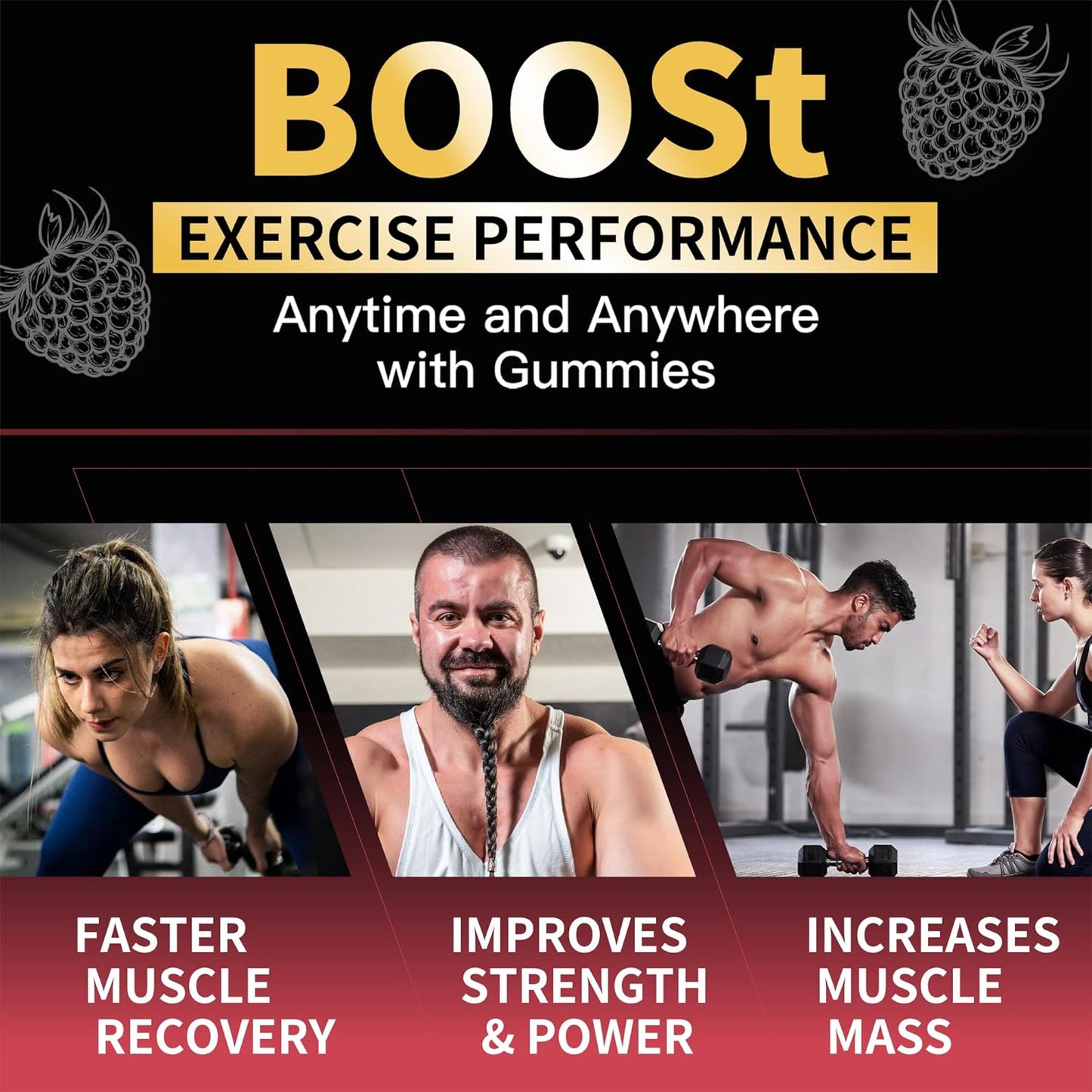 Nutravita Creatine Monohydrate Gummies - 5g per Serving - Sugar Free, Vegan, Raspberry Flavor - 120 Gummies for Men & Women