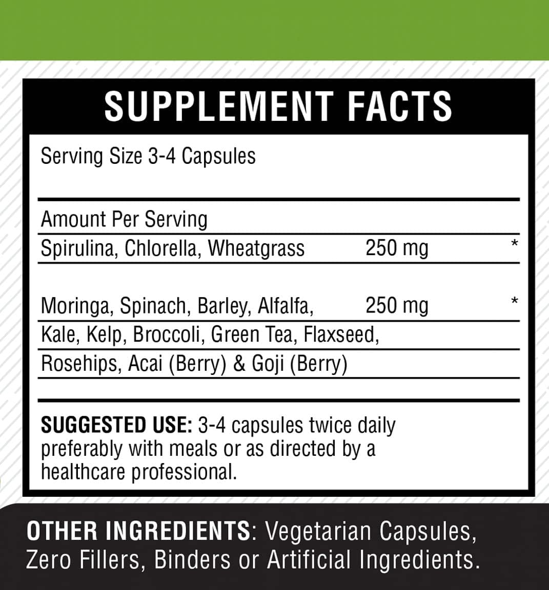NutreeVit SuperGreens Blend - Spirulina, Chlorella, Wheatgrass + More - Nutrient-Rich Superfood Mix