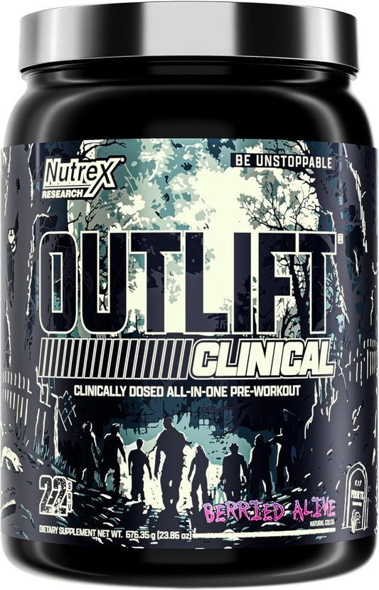 Nutrex Outlift Pre Workout Powder: Clinically Dosed with Creatine, 8G Citrulline, EAA for Energy, Performance, Pump - Preworkout Supplement for Men & Women - Berried Alive - 22 Servings